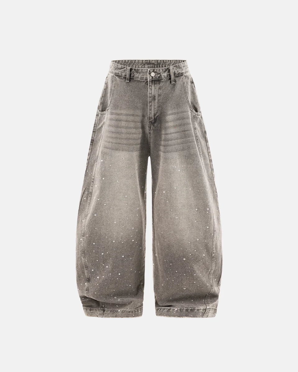 Rhinestone Barrel Jeans