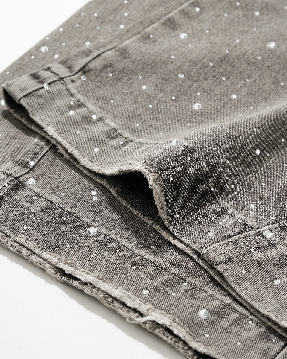 Rhinestone Barrel Jeans